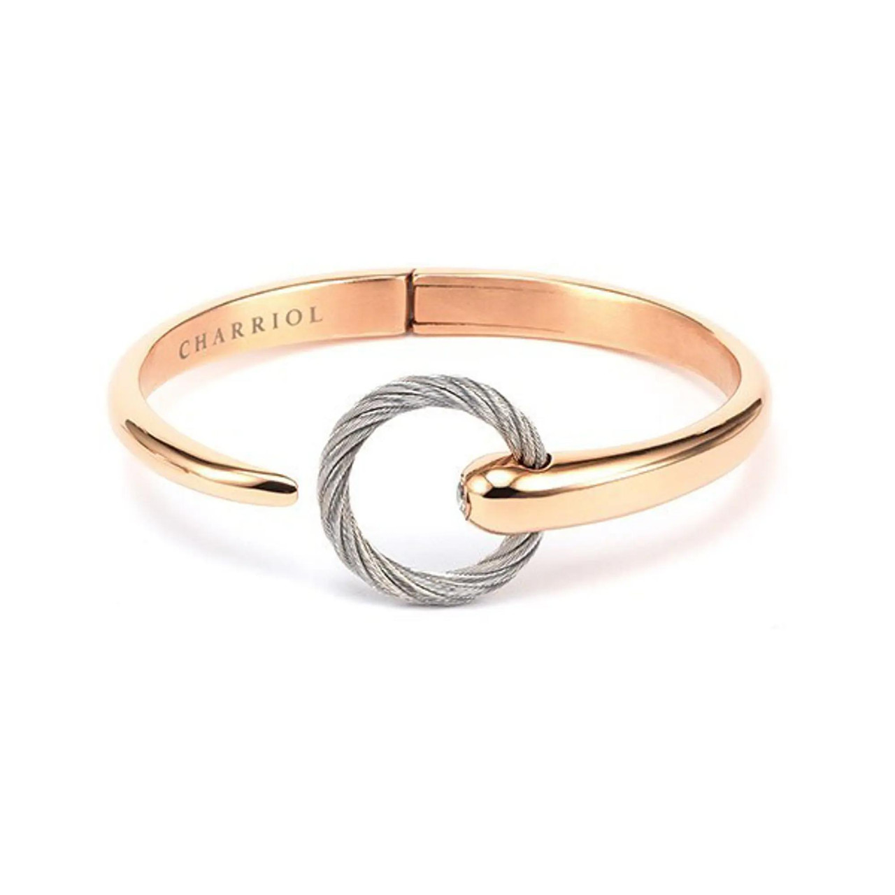 Charriol Infinity Zen Rose Gold PVD Steel Cable Bangle 04-102-1232