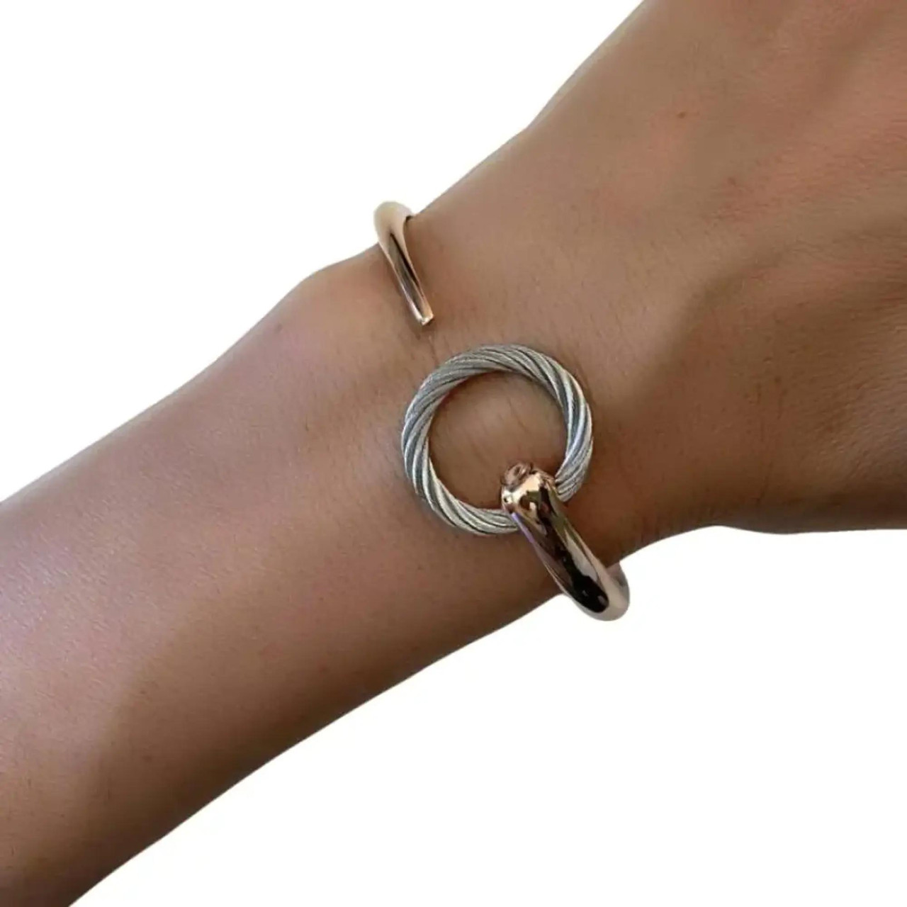 Charriol Infinity Zen Rose Gold PVD Steel Cable Bangle 04-102-1232