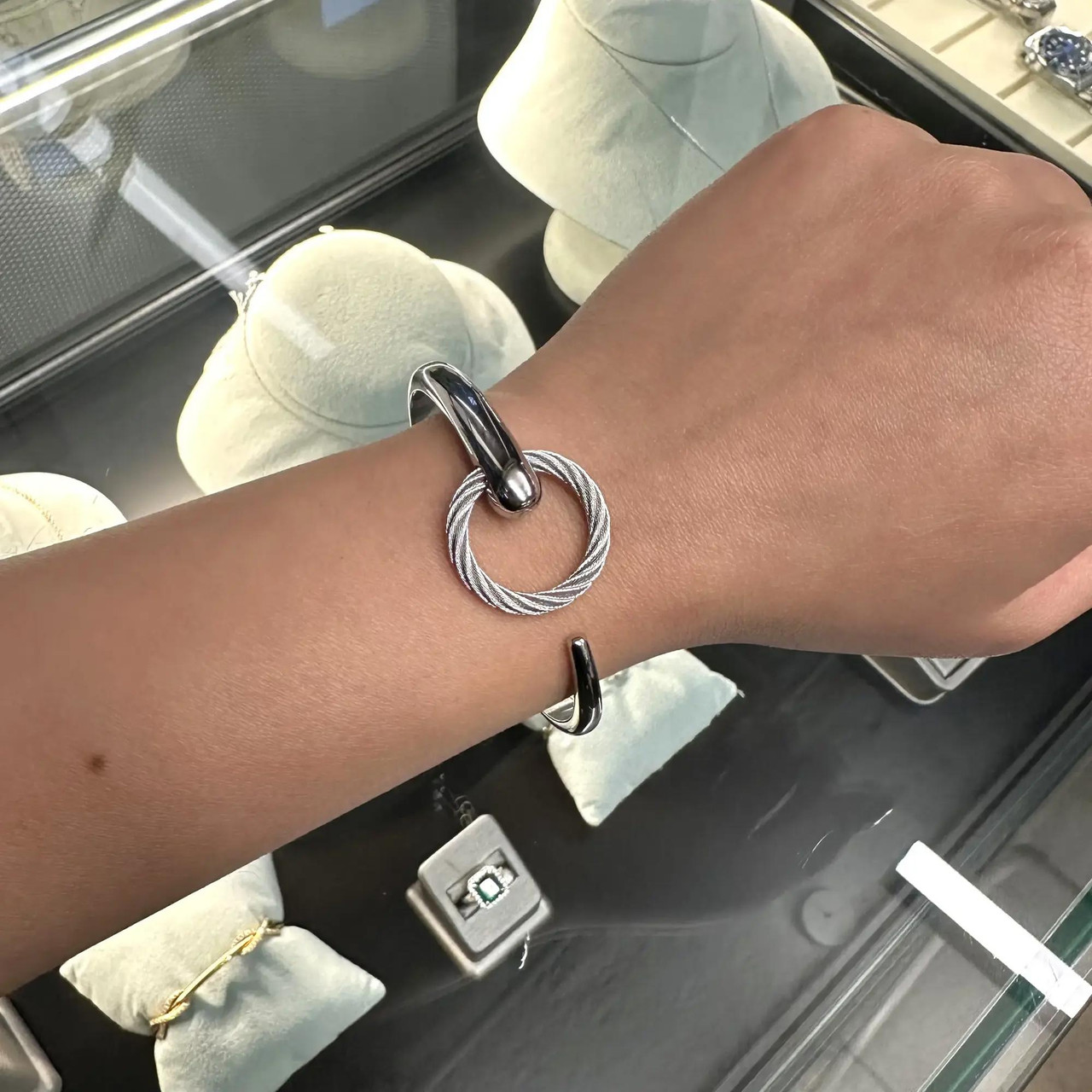 Charriol Infinite Zen Steel Cable Bangle Bracelet 04-101-1232-0C