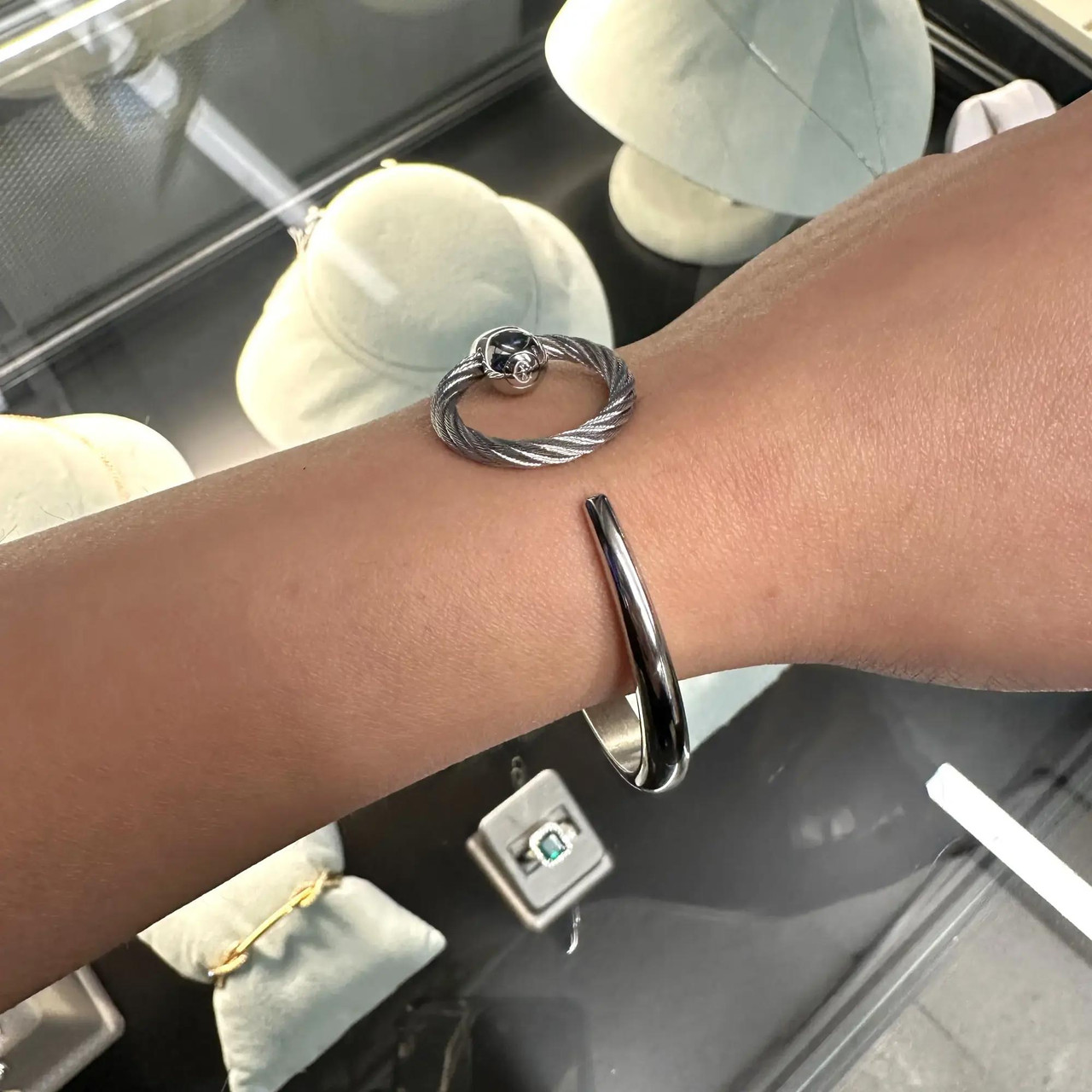 Charriol Infinite Zen Steel Cable Bangle Bracelet 04-101-1232-0C