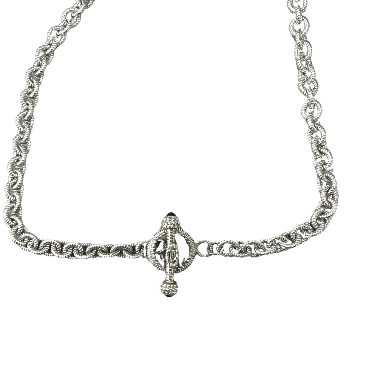 Judith Ripka Sterling Silver Bar Toggle Chain Necklace 18