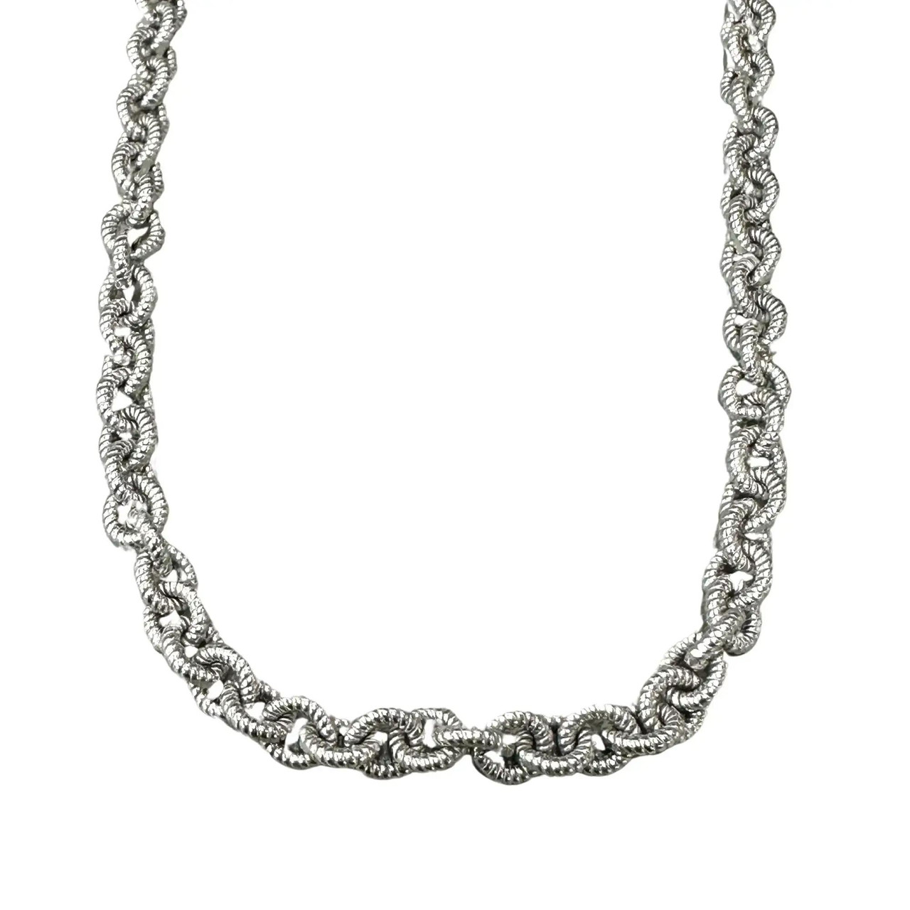 Judith Ripka Sterling Silver Bar Toggle Chain Necklace 18 Inches