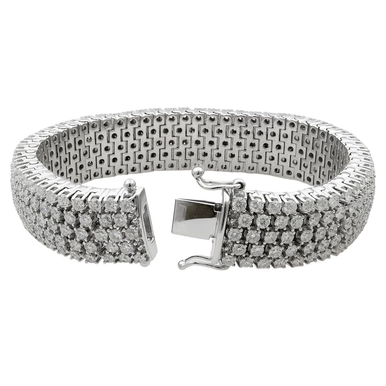 Rachel Koen 14K White Gold Thick Flexible Diamond Tennis Bracelet