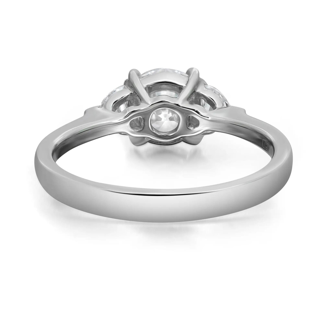 Round & Half Moon Lab Grown Diamond Engagement Ring Platinum 1.44