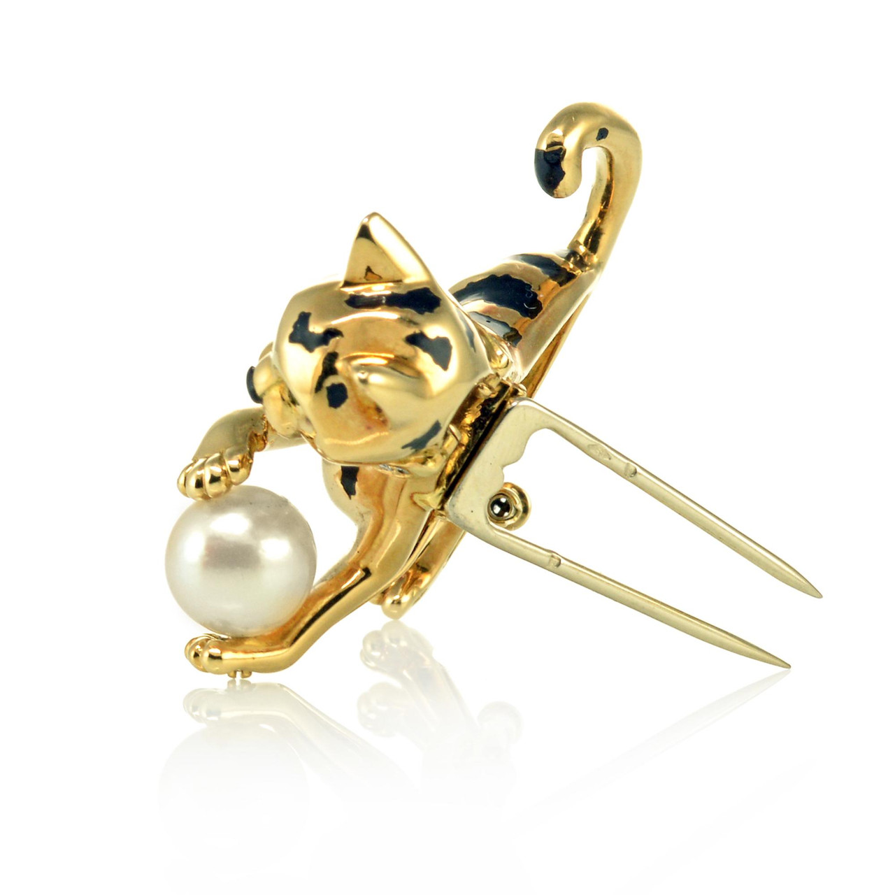 Cartier Enamel Cultured Pearl Diamond Emerald Cat Tiger Cartier Enamel Cultured Pearl Diamond Emerald Cat Tiger