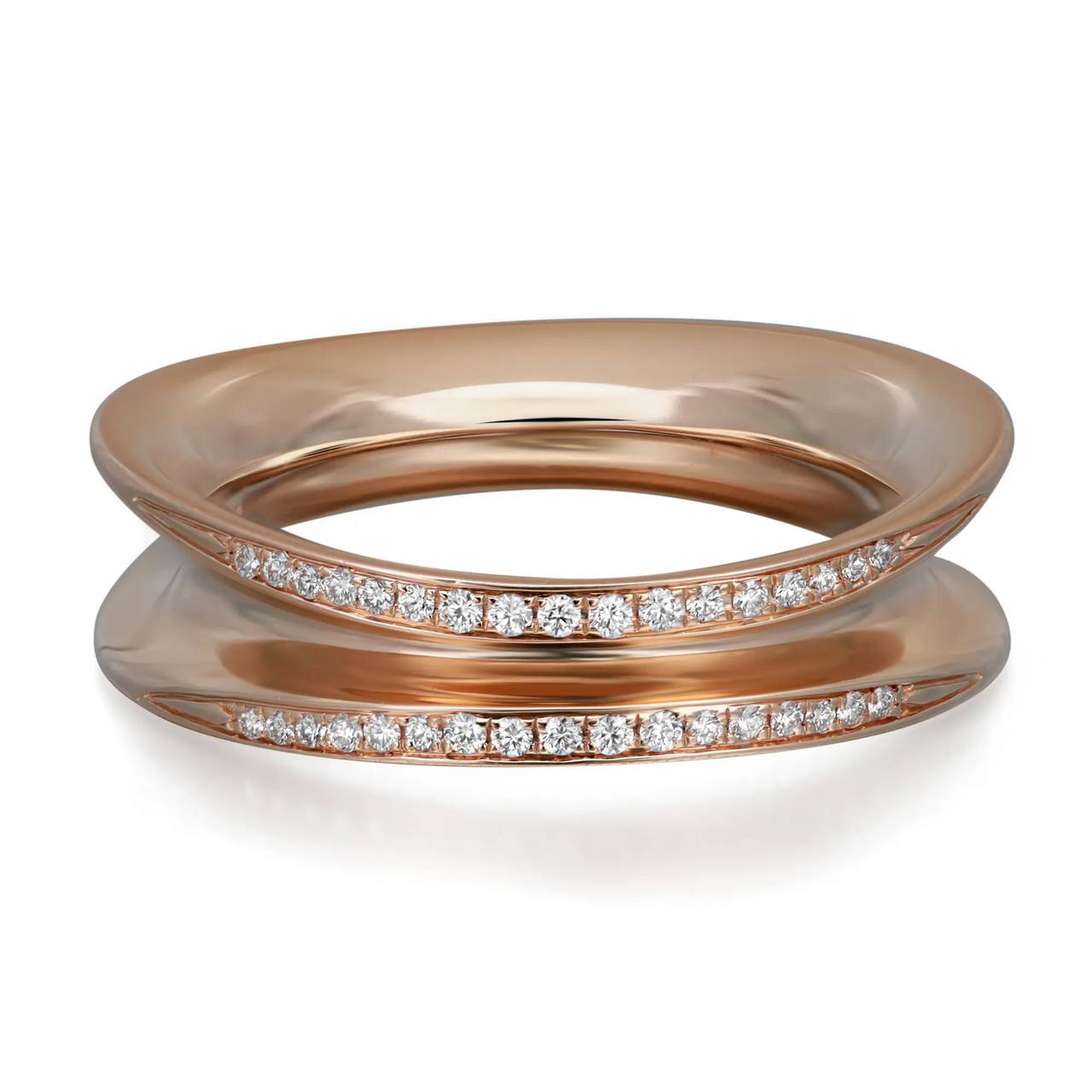 Chopard Round Diamond Pinched Band Ring 18K Rose Gold 0.22Cttw 52