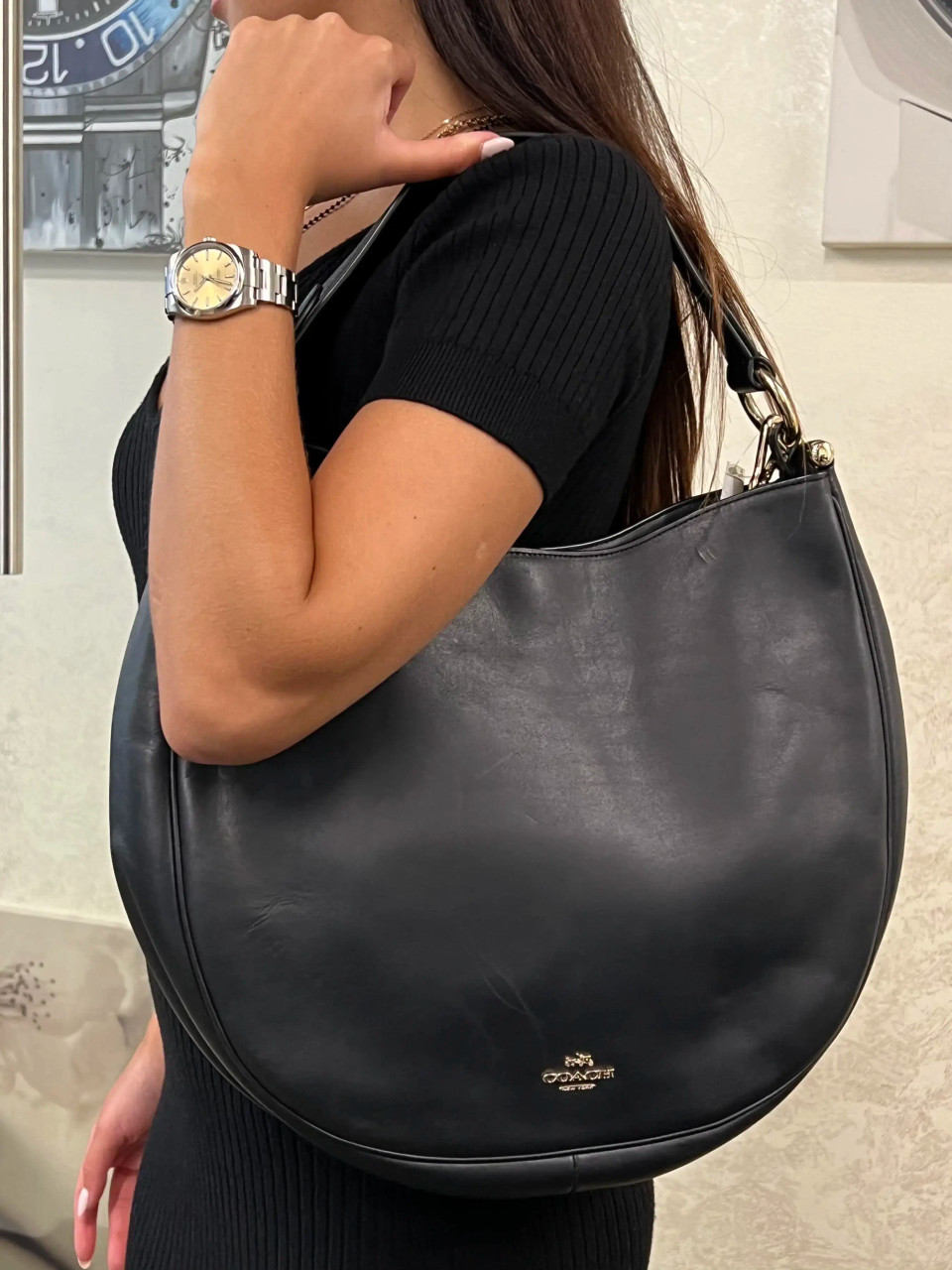 Coach Black Leather Nomad Glovetanned Hobo Shoulder Ladies Bag