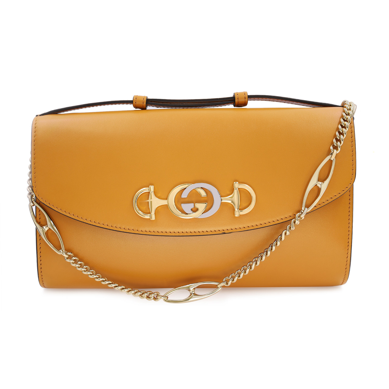 Gucci Zumi Smooth Leather Top Handle Mustard Yellow Small Shoulder