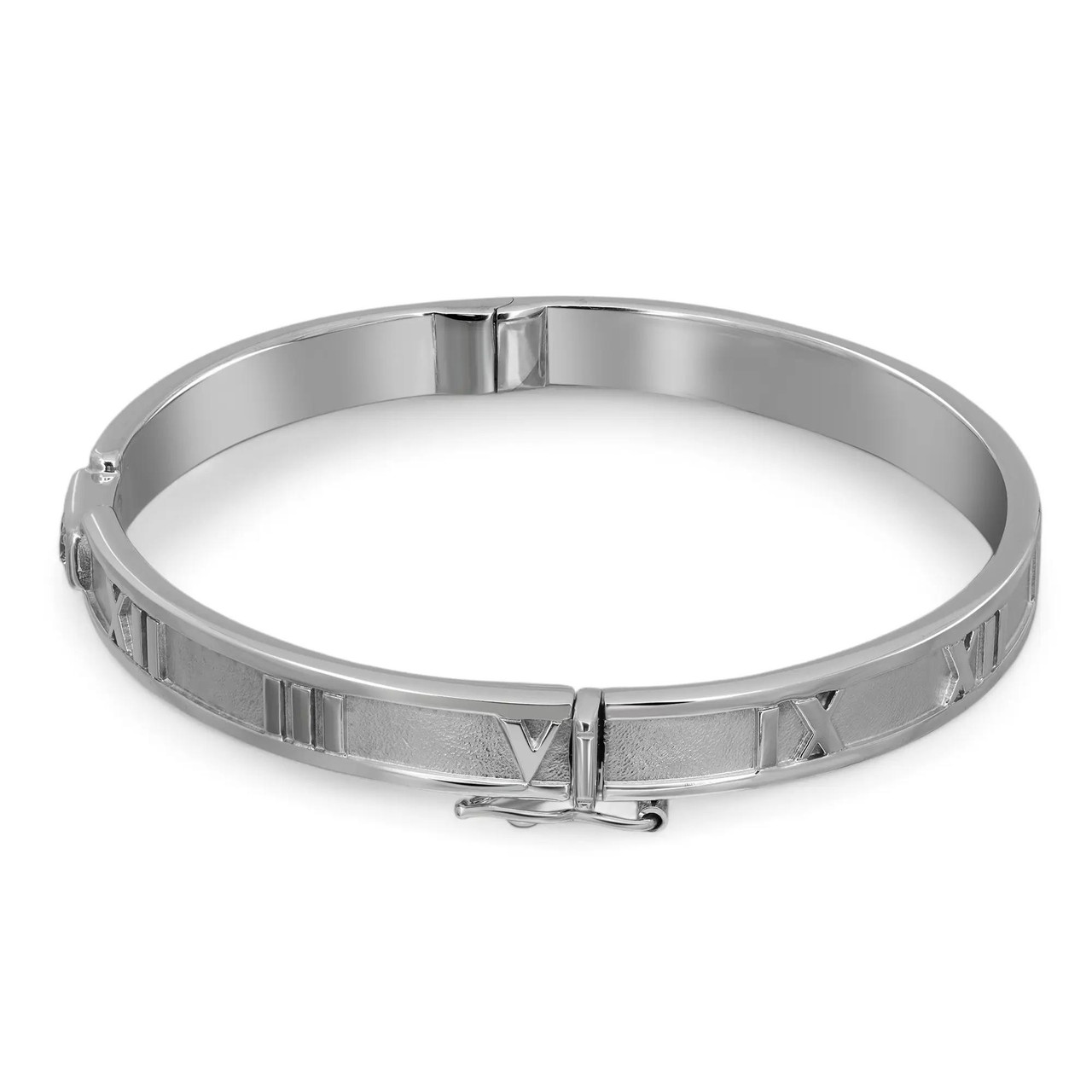 Tiffany & Co. Atlas Diamond Bangle Bracelet 18K White Gold 0.15