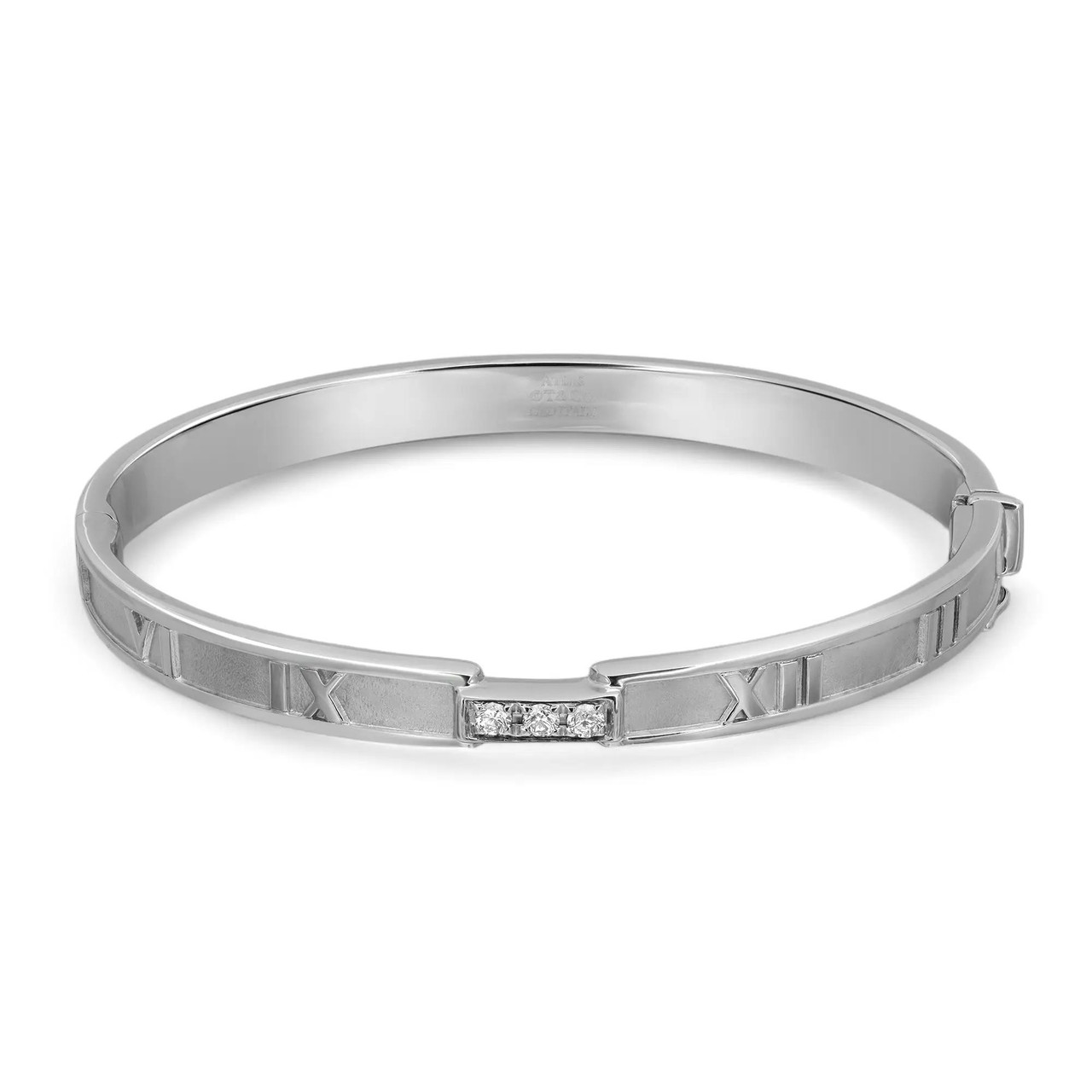 Tiffany & Co. Atlas Diamond Bangle Bracelet 18K White Gold 0.15