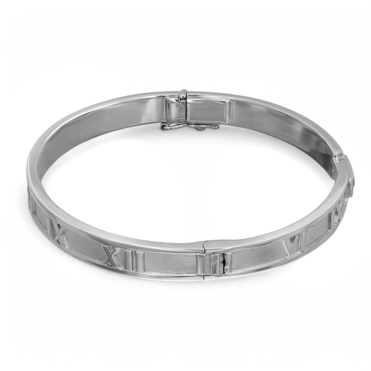 Tiffany & Co. Atlas Diamond Bangle Bracelet 18K White Gold 0.15