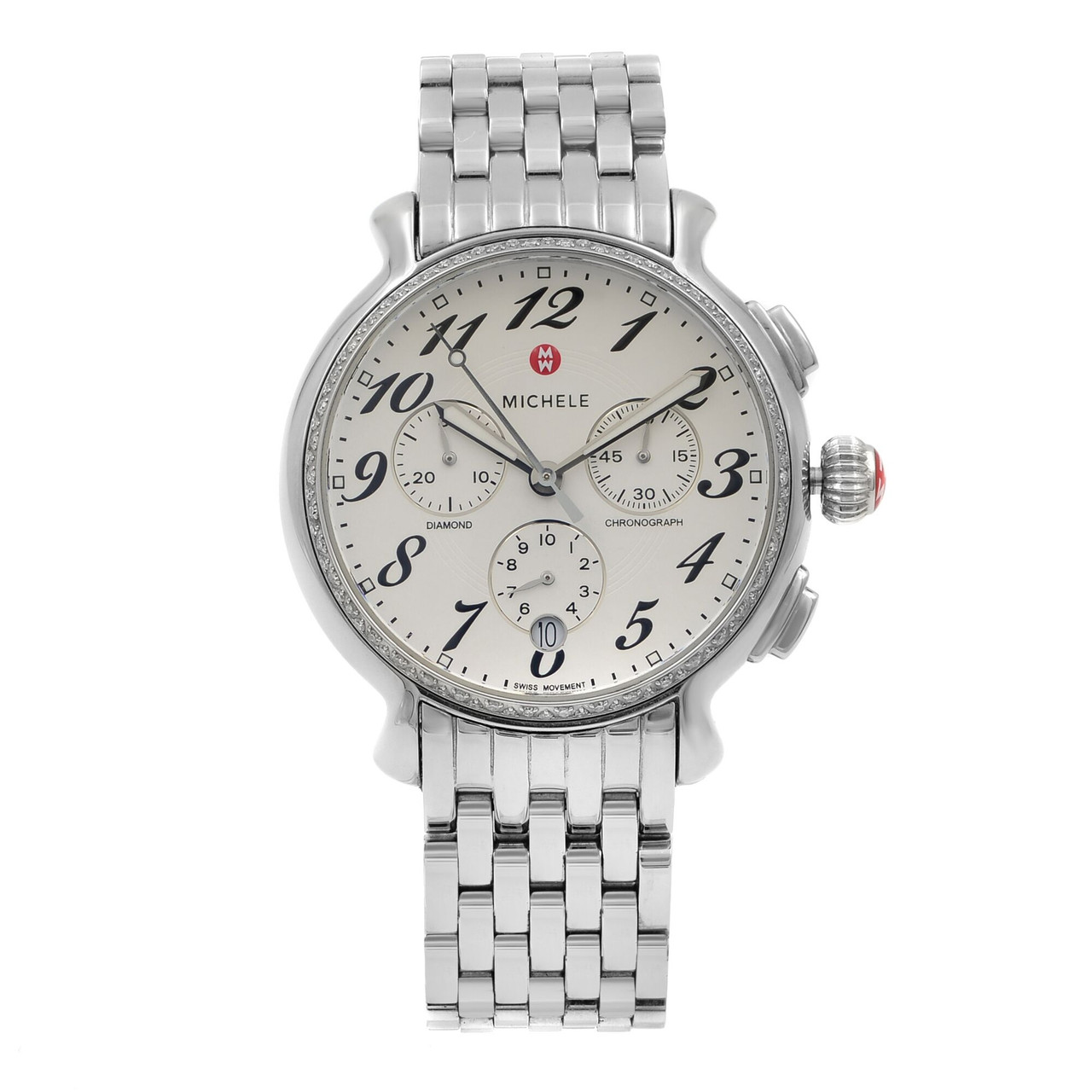 Michele Fluette Diamond Chronograph Stainless Steel Women display picture 3