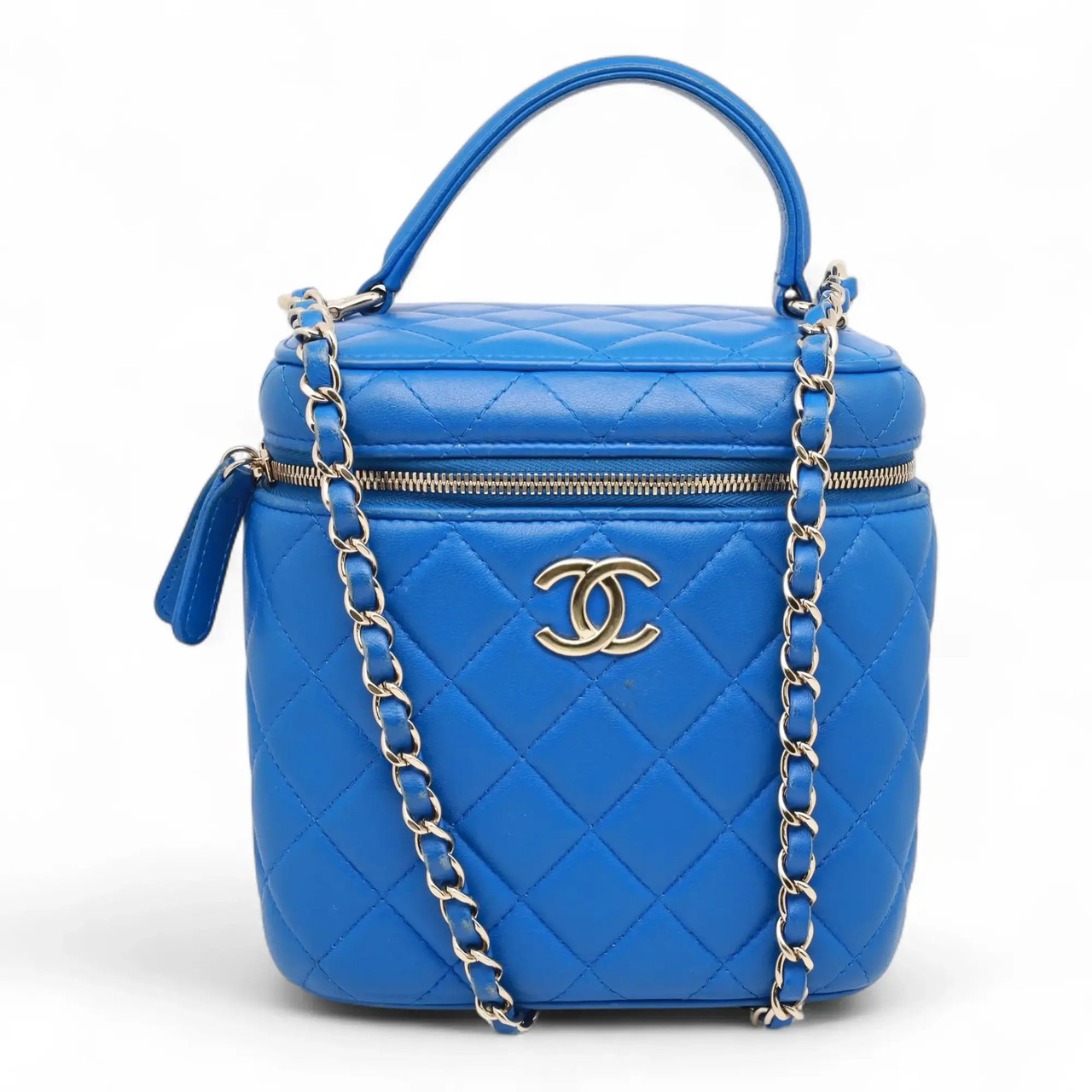 Chanel Top Handle Blue Small Vanity Case Crossbody Bag - Rachel Koen