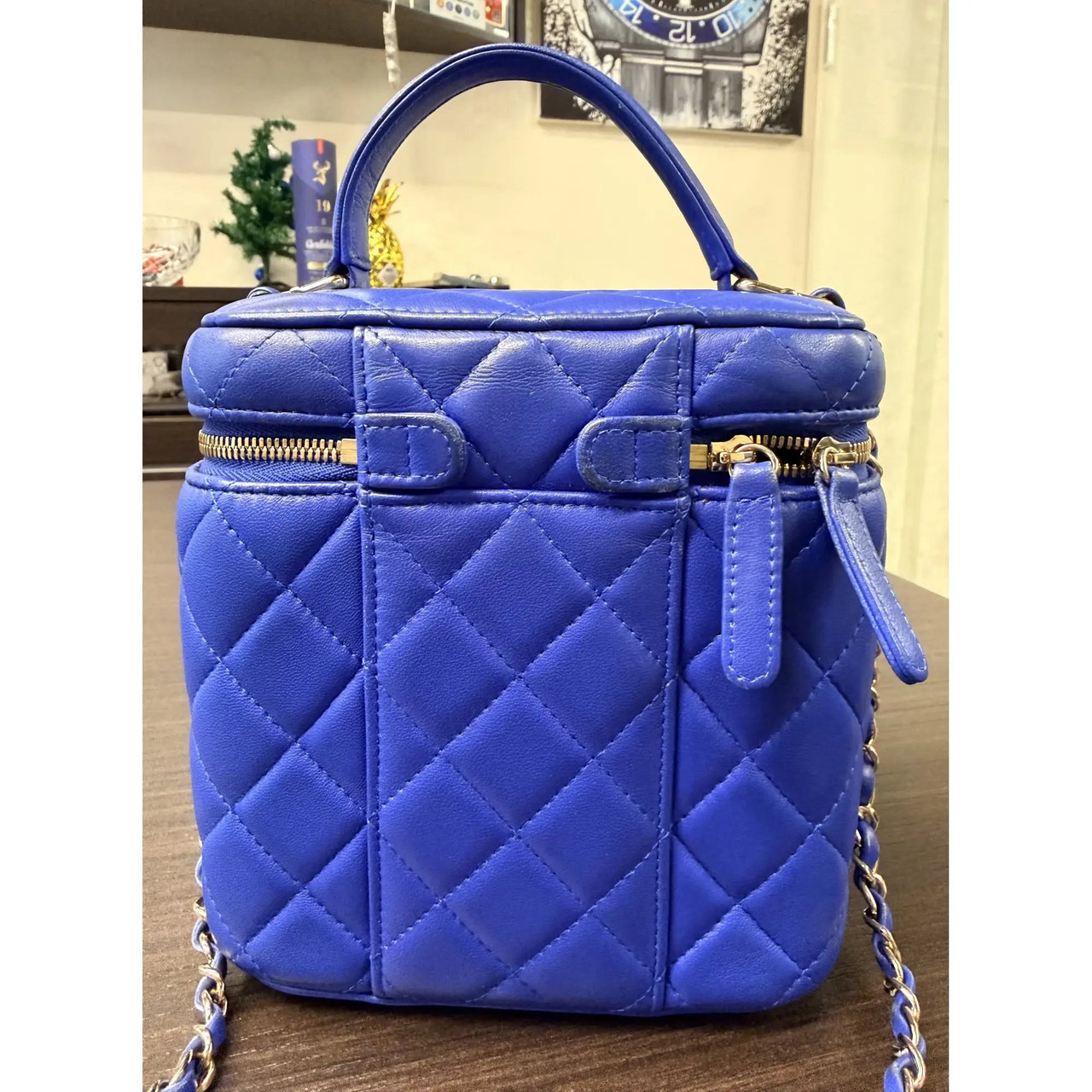 Chanel Top Handle Blue Small Vanity Case Crossbody Bag - Rachel Koen