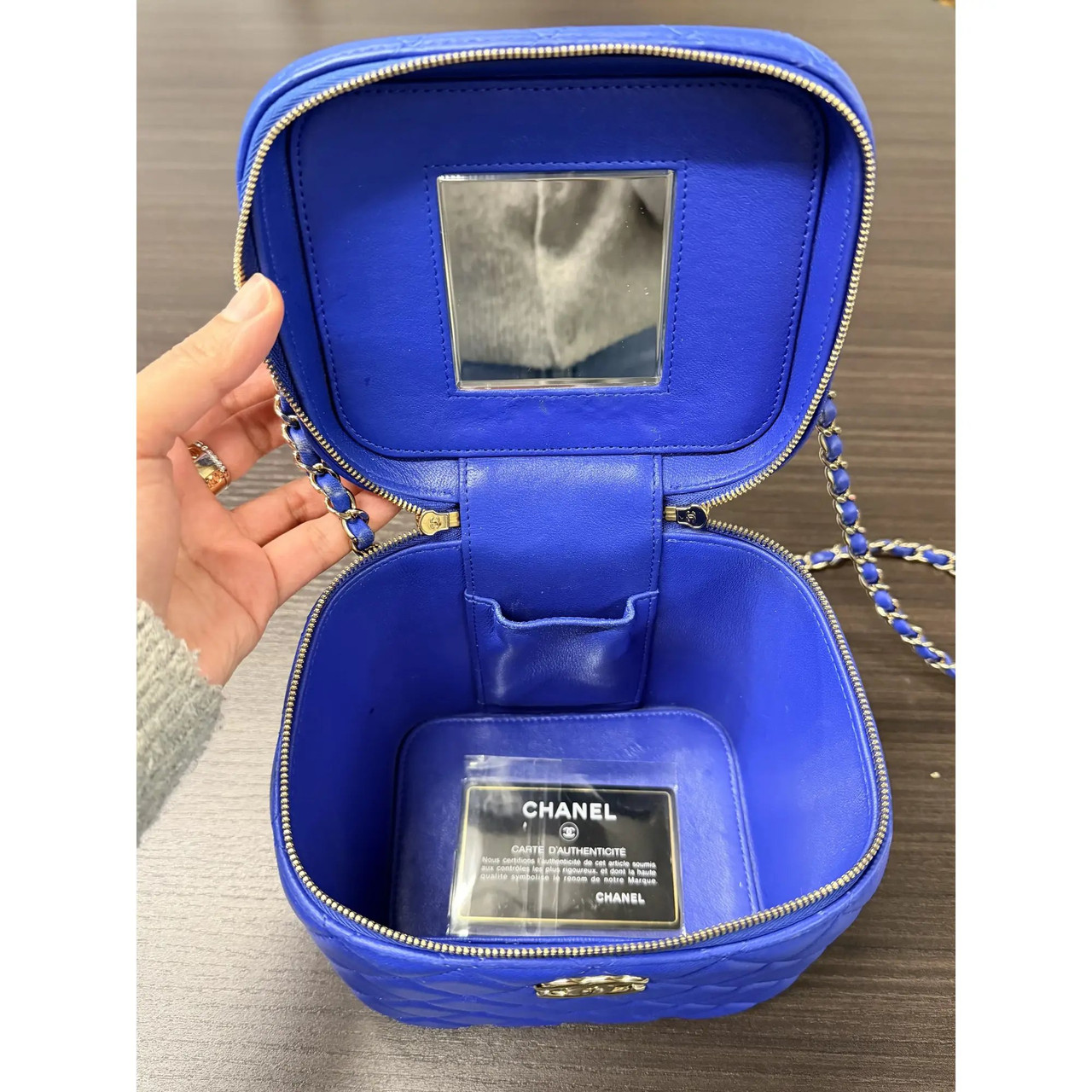 Chanel Top Handle Blue Small Vanity Case Crossbody Bag - Rachel Koen