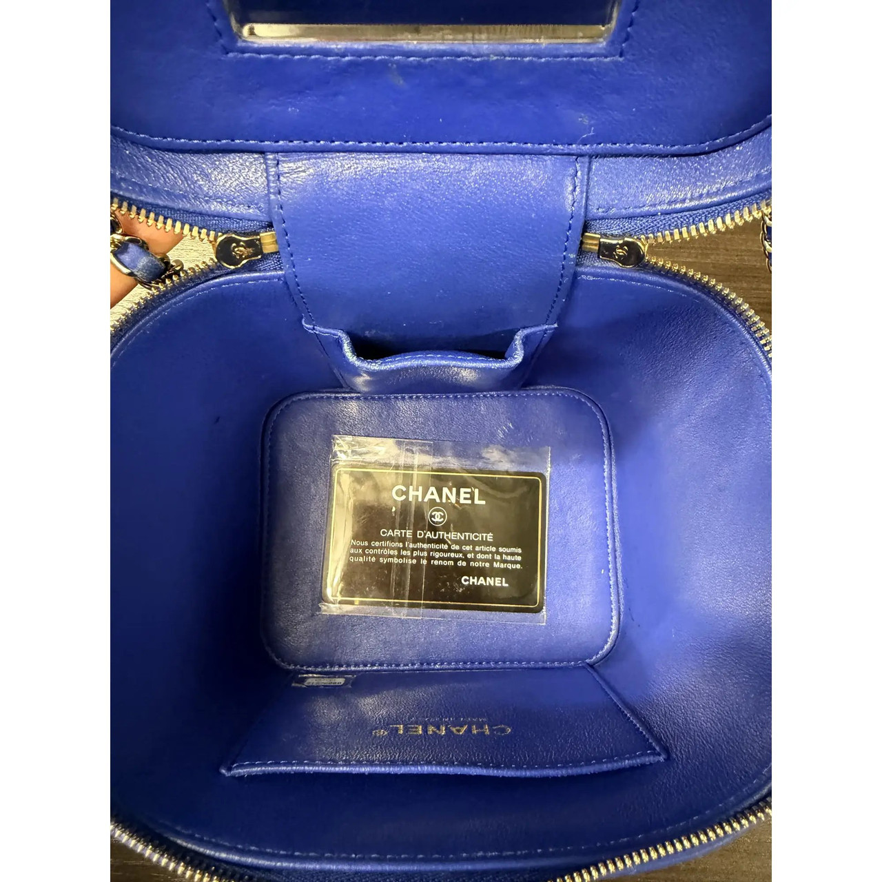 Chanel Top Handle Blue Small Vanity Case Crossbody Bag - Rachel Koen