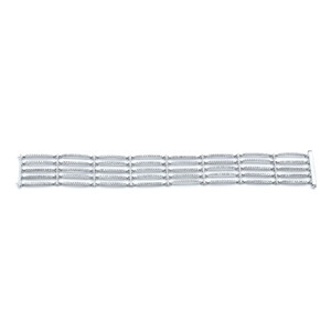 An image of a women's 18k white gold bracelet with diamonds by Rachel Koen. This bracelet features prong set white round brilliant cut diamonds in movable links. The image captures the entire length of the bracelet, showcasing its intricate design and diamond embellishments. The bracelet is centered in the frame against a plain background.