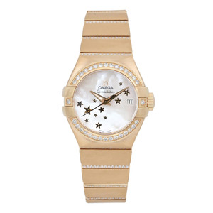 Front Full View Of OMEGA 123.55.27.20.05.002 Yellow Gold Watch New Condition Excellent