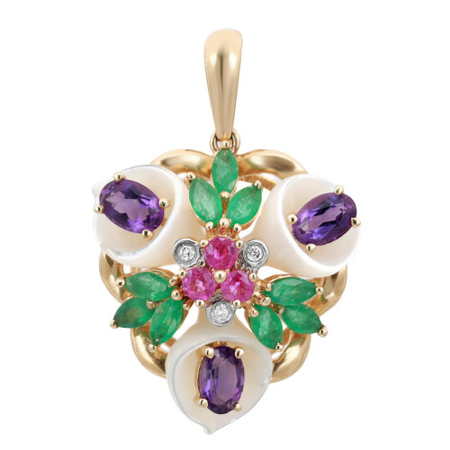 1st image of Rachel Koen 044363 Necklace with Diamonds & Gemstones, PreOwned condition
