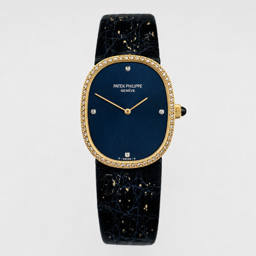 Front Full View Of Patek Philippe 3849 Yellow Gold Watch Pre Owned Condition Fair