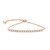 An image of a Rachel Koen women's bracelet with diamonds, positioned centrally against a white background. The bracelet features a single row of sparkling round cut diamonds set in a yellow gold band, with a hexagonal gold clasp and adjustable chain visible. The view is a close-up, focusing on the diamonds and clasp, giving a clear representation of the bracelet's design and quality. The perspective is a slight top-down angle, allowing the diamonds to catch the light and display their brilliance.