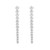 An image of a pair of Rachel Koen brand women's earrings with diamonds, displayed vertically and symmetrically against a white background. Each earring consists of a series of heart-shaped designs in graduation, each encrusted with multiple small, sparkling round cut diamonds in white gold. The earrings are shown head-on, providing a clear and detailed view of the design from a medium distance, allowing each diamond's cut and the overall elegance of the earrings to be appreciated.