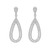 An image of a pair of Rachel Koen women's earrings with diamonds, displayed frontally against a white background. The earrings are designed with a teardrop shape and feature multiple sparkling baguette cut diamonds with an outline of round cut diamonds in white gold. The top of each earring has a small, rectangular diamond-set link connected to a diamond-encrusted loop from which hangs the larger teardrop element. The photograph presents the earrings in close-up, occupying the majority of the frame, providing a clear view of the intricate details and the reflective quality of the diamonds.