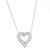 An image of a Rachel Koen women's necklace with diamonds, featuring a heart-shaped pendant encrusted with diamonds, centrally positioned against a white background. The necklace is captured from a front-facing angle, displaying the full design and sparkle of the diamonds with a close-up view, allowing for detailed observation of the piece. The chain extends symmetrically from the top edges of the pendant, suggesting a delicate and elegant appearance when worn.