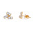 An image of a pair of Rachel Koen women's earrings with diamonds, presented on a white background. The earrings feature a yellow gold setting with multiple baguette cut diamonds arranged in a block pattern. The left earring is tilted to the side, showing the stones' face and profile, while the right earring is positioned upright from a side angle, with the post and back visible. The earrings are in sharp focus and positioned centrally, with a close-up view that highlights the sparkle and cut of the diamonds.