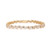 An image of a Rachel Koen women's bracelet with baguette cut diamonds, displayed in a straight line at a direct overhead angle. The bracelet features a series of sparkling diamonds set in a yellow gold band, with the clasp visible at the top center. The image is taken from a close distance, providing a clear view of the individual diamond settings and the polished gold finish.