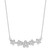 An image of a Rachel Koen women's necklace with diamonds, displayed against a white background. The necklace features a series of flower-shaped designs studded with round cut diamonds symmetrically arranged along the front in white gold, captured in a straight-on view with the chain extending towards the top corners of the frame, showcasing the design and sparkle of the diamonds clearly from a medium distance.