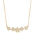 An image of a Rachel Koen women's necklace with diamonds, displayed against a white background. The necklace features a series of flower-shaped gold petals, each intricately set with sparkling round cut diamonds, closely aligned in a horizontal row at the necklace's center. The chain is a delicate yellow gold link design, appearing in a slight curve due to the angle of the photograph. The image is taken from a front, centered perspective, allowing a clear and detailed view of the jewelry piece from a medium distance, showcasing the necklace's elegance and craftsmanship.