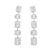 An image of a pair of Rachel Koen women's earrings with diamonds, displayed vertically and centered against a white background. The earrings feature multiple baguette and round cut diamonds arranged in a linear, drop design, with each diamond set perpendicular to the next, creating a staggered effect in white gold. The view is head-on, and the earrings are shown at a close distance, allowing for clear visibility of the diamond cuts and the intricate settings.