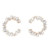 An image of a pair of Rachel Koen women's hoop earrings with diamonds, displayed frontally against a white background. The earrings are designed with multiple baguette-cut diamonds set in a circular formation, creating a radiant, sparkling effect. The diamonds are mounted on a yellow gold base, which adds a warm contrast to the clear stones. The earrings are positioned parallel to each other, with equal distance between them, showcasing their symmetry and intricate design from a straight-on angle.