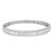 An image of a Rachel Koen women's bracelet with diamonds, displayed frontally at a mid-range distance on a white background. The bracelet is positioned horizontally in the center of the frame, showcasing a full view of the diamond-encrusted bracelet that glitters with round and baguette-cut stones set in a polished white gold metal. The clasp is visible on the right side, indicating the bracelet's functionality and elegance.