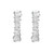 An image of a pair of Rachel Koen women's earrings with diamonds, displayed frontally on a white background. The earrings are vertically aligned and show a series of baguette cut diamonds stacked in a huggie design in white gold. The view is head-on, and the earrings are shown in close-up, with no other objects or distractions, providing a clear view of the jewelry's detail and craftsmanship.