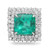 An image of a Rachel Koen women's cocktail ring with diamonds and emerald gemstone, showcasing a large, square-cut central princess cut surrounded by two sparkling halos of round-cut diamonds. The ring is presented in a close-up view with a direct, front-facing angle that highlights the emerald's facets and the diamonds' brilliance against a neutral background.