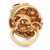 The back view of the ring shows the stone setting from behind with a textured yellow gold shank and ring band.