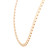 An image of a Rachel Koen brand Cuban Link necklace designed for unisex adults, featuring a yellow gold, chain-link style without any stones. The necklace is positioned against a white background, displayed in a slight curve to reveal the interlocking pattern of the links. The angle of the shot is from above, providing a clear and focused view of the necklace with a medium distance, allowing for details of the craftsmanship to be visible.