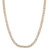 An image of a Rachel Koen women's tennis necklace with diamonds, displayed against a white background. The necklace features a single row of bezel set oval cut diamonds, each set in yellow gold. The necklace is laid out in a slight curve from the top left to the bottom right of the frame, allowing the entirety of the piece to be visible. The perspective is a top-down view, and the necklace is presented at a close distance to capture the sparkle and detail of the diamonds.
