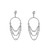 An image of a pair of Messika women's Joy diamond chandelier earrings, displayed frontally and centered. The earrings are chandelier style with cascading chains of diamonds forming three draped loops attached to a diamond-encrusted hoop. The design includes a stud at the top with a halo of smaller diamonds. The background is white, highlighting the sparkle and intricate details of the earrings.