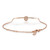 An image of a rose gold Messika bracelet designed for women, featuring a delicate chain with a central bar set with a round diamond in a bezel setting from the back. The bracelet is displayed on a light background, positioned straight with the diamond centered. The chain extends evenly to the left and right with a clasp visible on the right side. The view is from directly above and the bracelet is shown in close-up, capturing the polished finish of the rose gold.