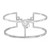 An image of a Messika women's Manch Glam'Azone 2 row 18k white gold bracelet with diamonds, shown in a frontal view against a white background. The bracelet features a symmetrical open cuff design with a prominent diamond centerpiece surrounded by a halo of smaller diamonds. The bracelet's bands extend horizontally from the centerpiece and are visible in full, illustrating the sleek and elegant design.