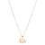 An image of a Messika brand necklace designed for women, featuring a delicate rose gold chain with evenly spaced small diamond embellishments. A distinctive rose gold pendant with a modern, abstract design resembling a stylized "W" or crown, adorned with diamonds, hangs at the center. The necklace is presented against a plain white background, centered and displayed at a straight-on angle, providing a clear view of the pendant and chain details.