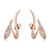 An image of a pair of Messika women's Gatsby Daisy  earrings with diamonds, showcased against a white background. The earrings are positioned symmetrically in the center of the frame, with a close-up view that captures their sparkle and intricate design. They feature a curved, elongated shape with two parallel lines of diamonds set in a rose-gold-toned metal, giving them a luxurious and elegant appearance. The lighting emphasizes the diamonds' brilliance and the polished finish of the metal.