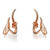 An image of a pair of Messika women's earrings with diamonds, displayed against a white background. The earrings are presented in a symmetrical position, facing each other at a slight angle that accentuates their curvature and the sparkle of the diamonds. The distance between the earrings allows for a clear view of the intricate design and the rose gold material, reflecting light to highlight their elegance and fine craftsmanship.