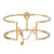 An image of a Messika women's bracelet with diamonds, displayed against a white background. The bracelet is shown in a frontal view, positioned horizontally with the focal point, a circular design with a central diamond, centered in the frame. The bracelet's band is rose gold-toned, featuring a rectangular link chain on one side, and it appears to be at a close distance, providing a clear view of its details and craftsmanship.