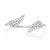 An image of a Messika women's Angel Paume De Main 18k white gold bracelet with diamonds, positioned centrally on a white background. The bracelet is captured at a slight angle, showcasing the intricate design of two feather-like wings encrusted with multiple marquise-cut diamonds. The wings are set facing away from each other, with the band of the bracelet encircling the lower part of the frame, also adorned with smaller round-cut diamonds. The focus is on the detailed craftsmanship and sparkling stones, with a close-up view that emphasizes the luxurious and elegant aesthetic of the piece.