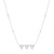 An image of a women's Messika necklace with diamonds, displayed against a white background. The necklace is centered and shown from a front-facing angle, with a medium distance that allows for clear visibility of its features. The design includes several round brilliant-cut diamonds spaced along a delicate chain, leading to a trio of larger, triangle-shaped diamond settings at the center, creating an elegant focal point.