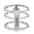 An image of a Messika brand women's ring with diamonds. The ring is displayed in a front-facing position, centered in the frame with a close-up view to show detail. It features a unique triple band design, with two parallel bands connected by a perpendicular band that has the Messika logo engraved. A single diamond is set on the connecting band, and the metal has a polished, shiny finish. The perspective is head-on, giving a clear view of the ring's geometric form and the placement of the diamond.